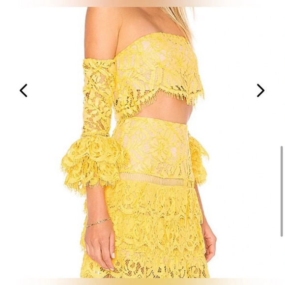 NWT Lovers + Friends Revolve Yellow Lace Thorne Top Golden Yellow XS - Picture 4 of 9